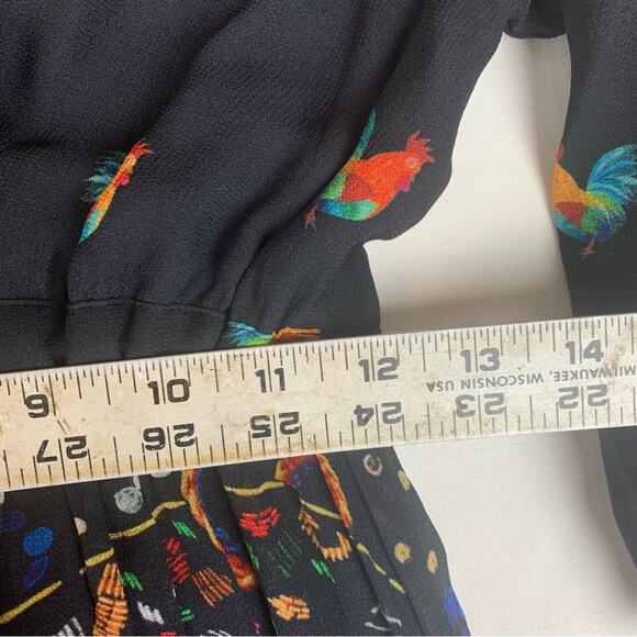 Farm Rio size small mixed stardust maxi dress Celestial Black chickens tiered - Picture 7 of 12